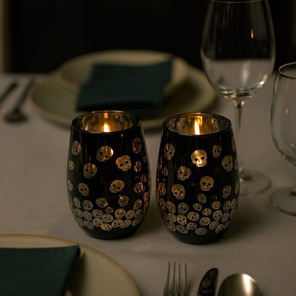 2 Black Tumblers with Skull Design - Picture 3 of 5